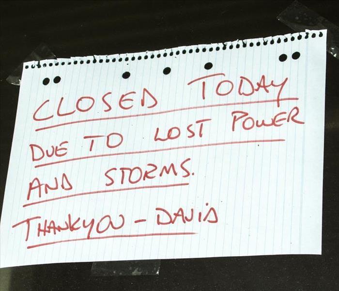 Image of a letter of a business owner stating that the business is closed due to power loss 